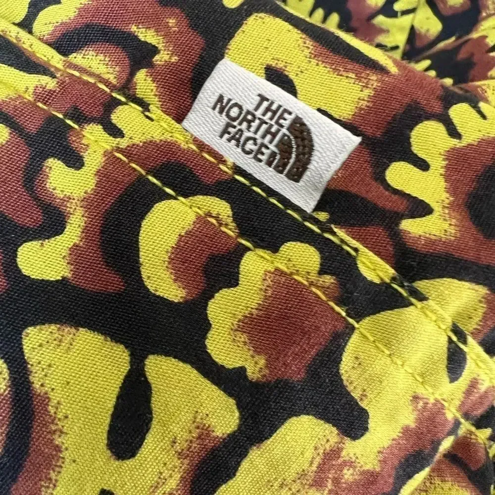 The North Face Yellow and Brown All Over Print button Shirt Size Medium